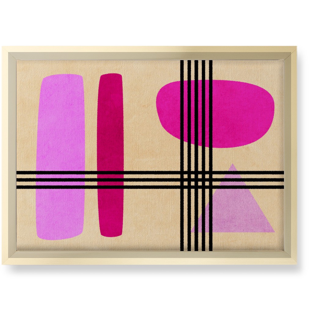 Criss-Cross Abstract Wall Art, Gold, Single piece, Canvas, 10x14, Pink