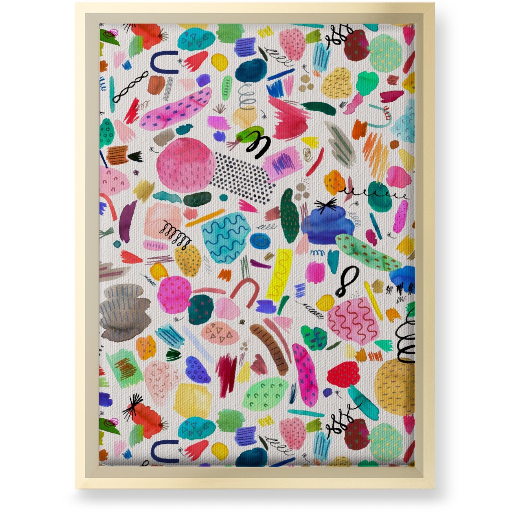 Abstract Marks and Scribbles - Multi Wall Art, Gold, Single piece, Canvas, 10x14, Multicolor
