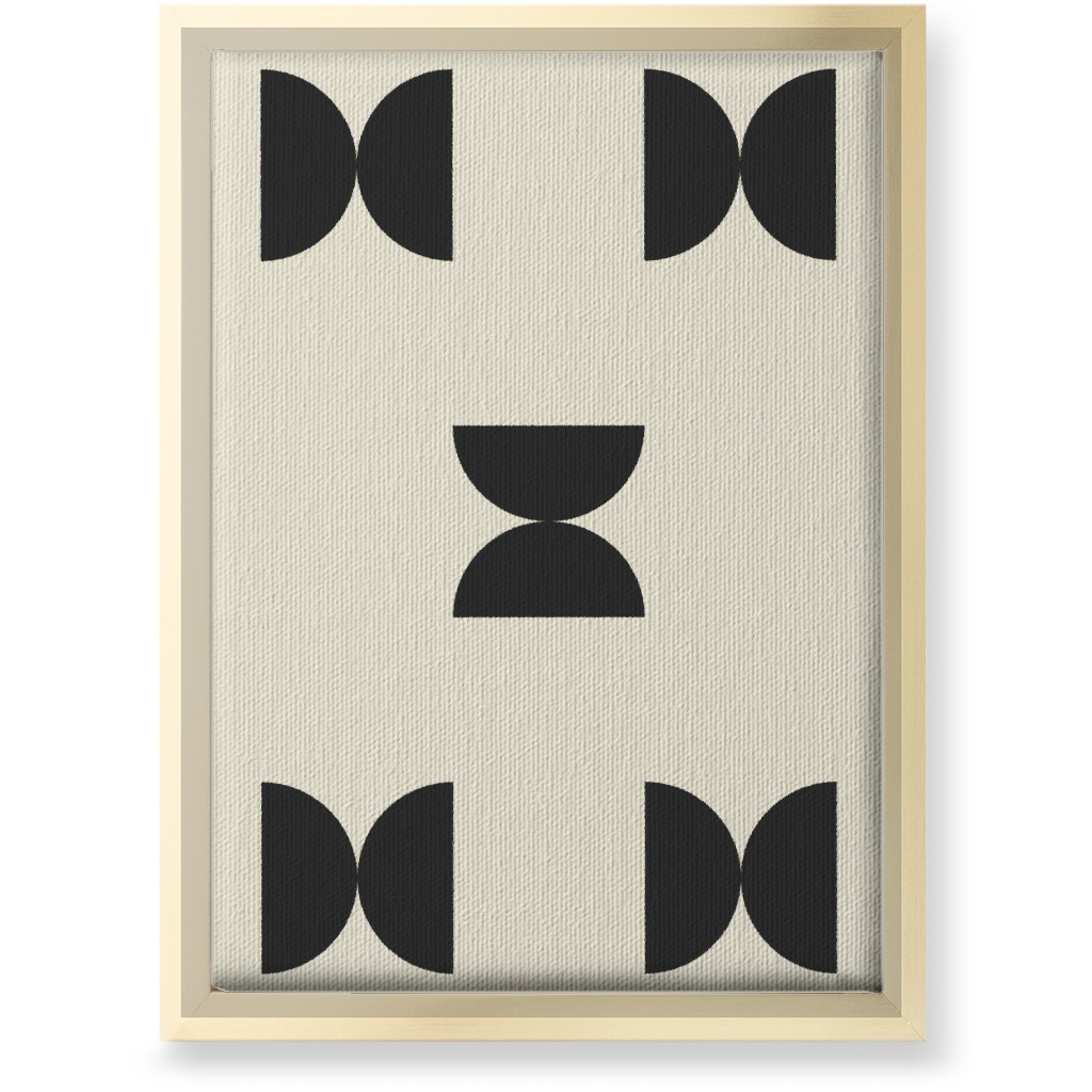 Minimal Geometric Abstract Bauhuas - Cream and Black Wall Art, Gold, Single piece, Canvas, 10x14, Beige, Pearl