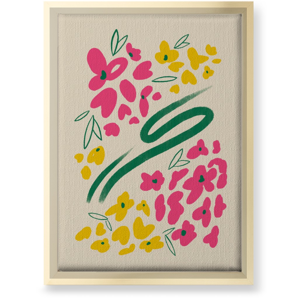 Greek Flowers - Multi on Beige Wall Art, Gold, Single piece, Canvas, 10x14, Multicolor