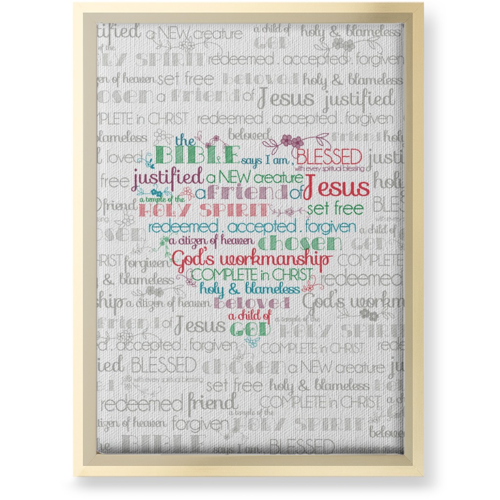 the Bible Says I Am - Multi on Neutral Wall Art, Gold, Single piece, Canvas, 10x14, Gray