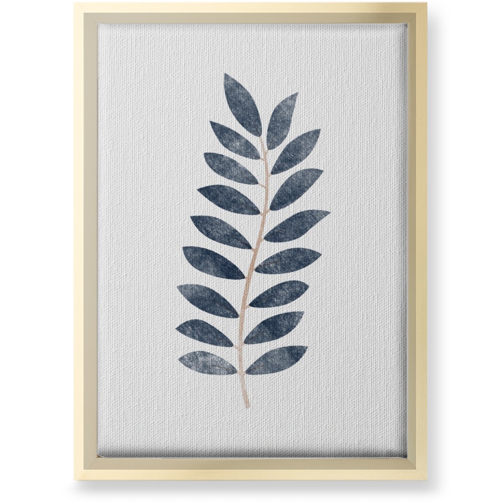 Botanical Leaf Iii Wall Art, Gold, Single piece, Canvas, 10x14, Blue, Storm