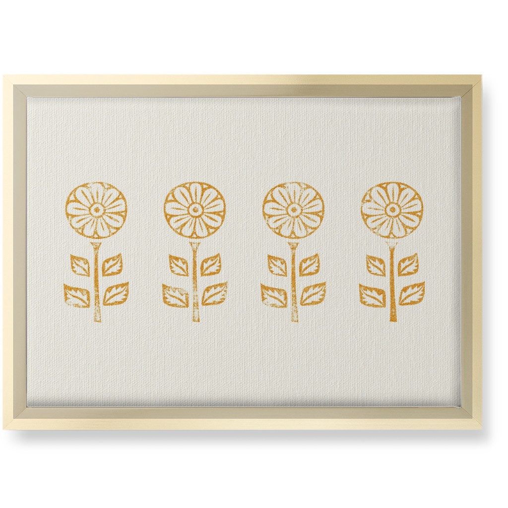 Floral Block Print Ii Wall Art, Gold, Single piece, Canvas, 10x14, Yellow, Marigold