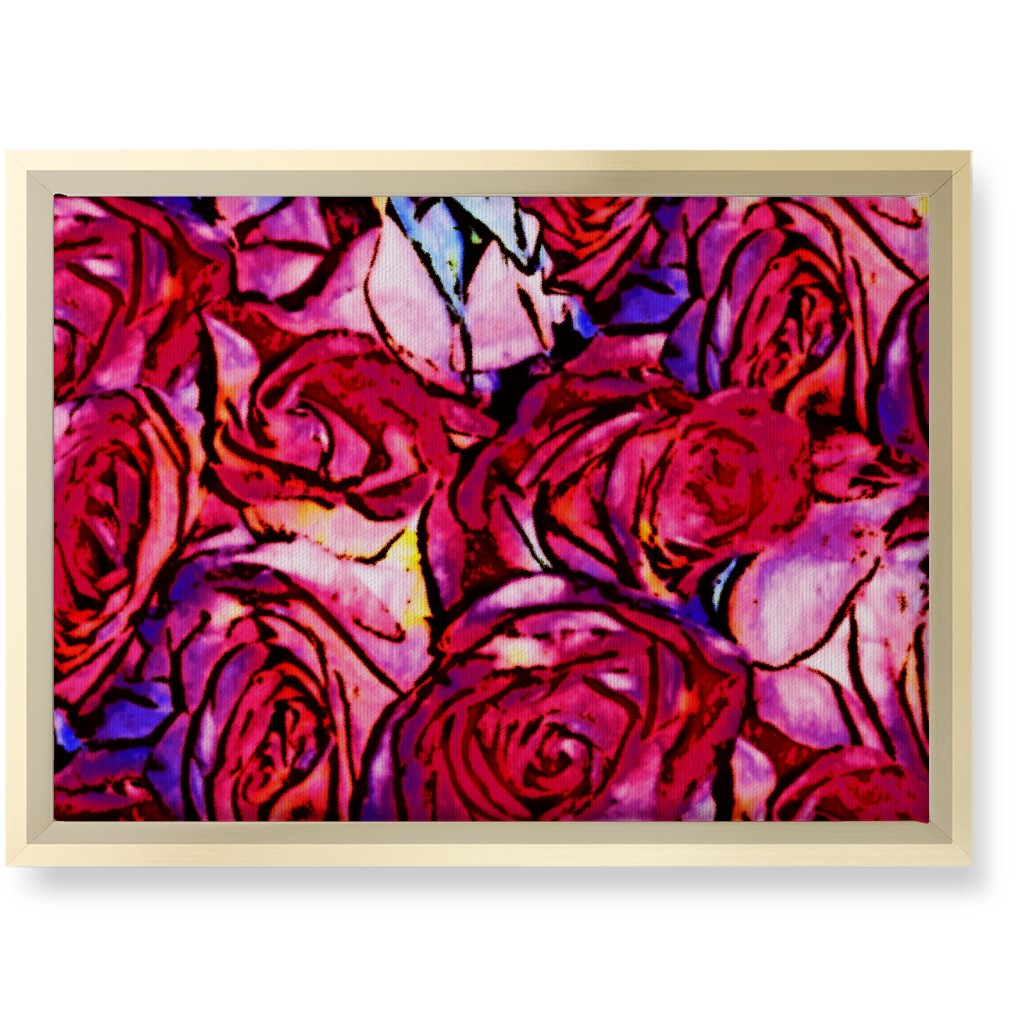 David's Roses - Pink Wall Art, Gold, Single piece, Canvas, 10x14, Pink, Bright Pink
