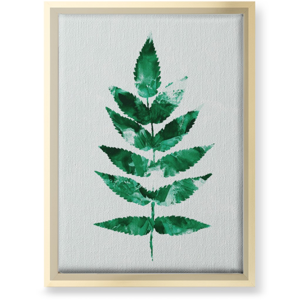 Botanical Leaf Wall Art, Gold, Single piece, Canvas, 10x14, Green