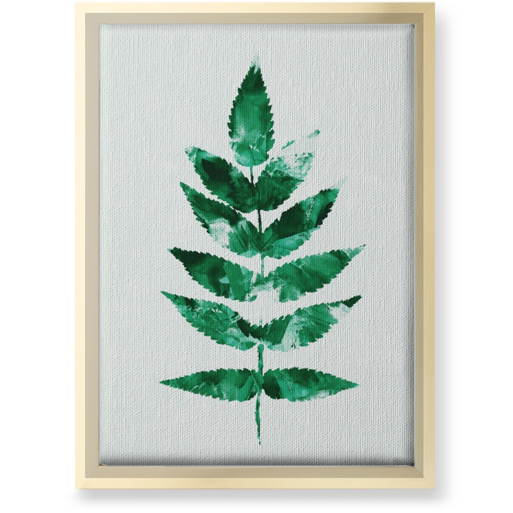 Botanical Leaf Wall Art, Gold, Single piece, Canvas, 10x14, Green, Verdant