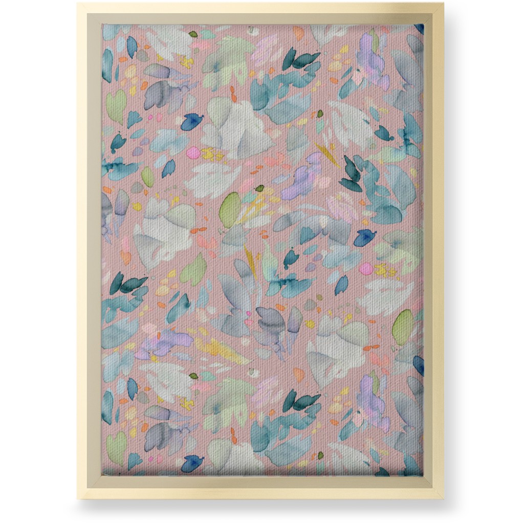Abstract Petal Flowering Wall Art, Gold, Single piece, Canvas, 10x14, Pink