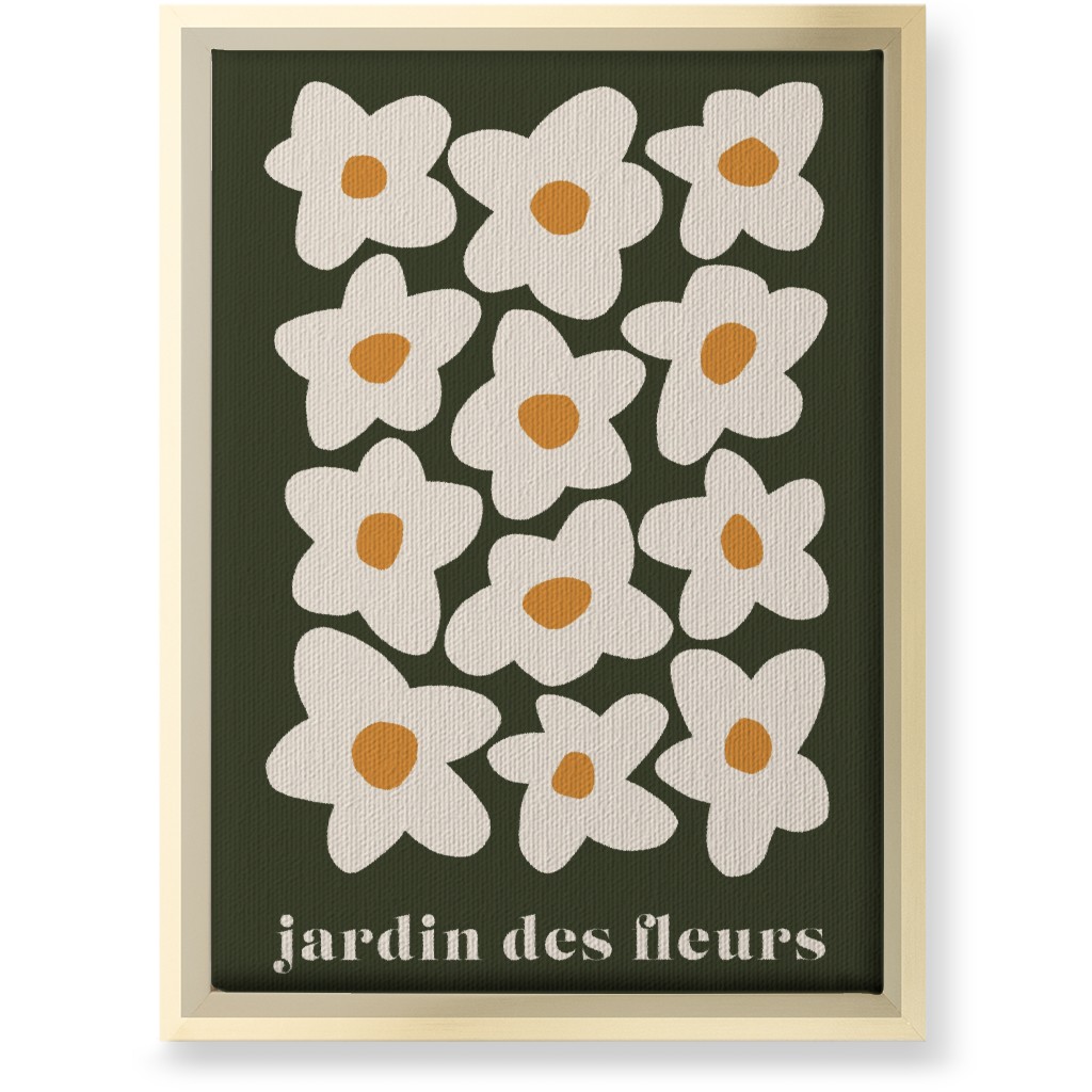 Botanical Graphic Retro Flower Garden Wall Art, Gold, Single piece, Canvas, 10x14, Black, Charcoal