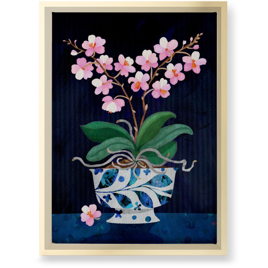 Orchid in Bloom - Dark Wall Art, Gold, Single piece, Canvas, 10x14, Multicolor