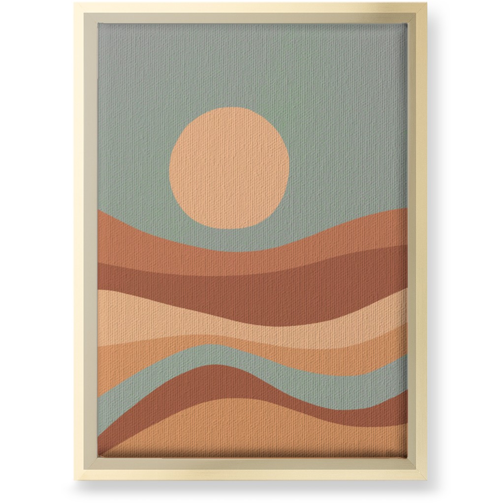 Tropical Seaside Sunrise With Waves - Blue and Orange Wall Art, Gold, Single piece, Canvas, 10x14, Multicolor