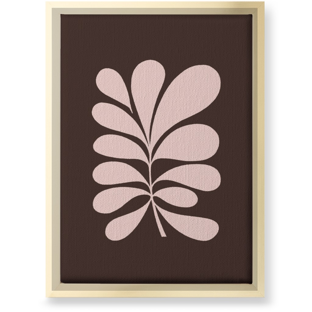 Minimal Foliage - Brown and Pink Wall Art, Gold, Single piece, Canvas, 10x14, Brown, Brown