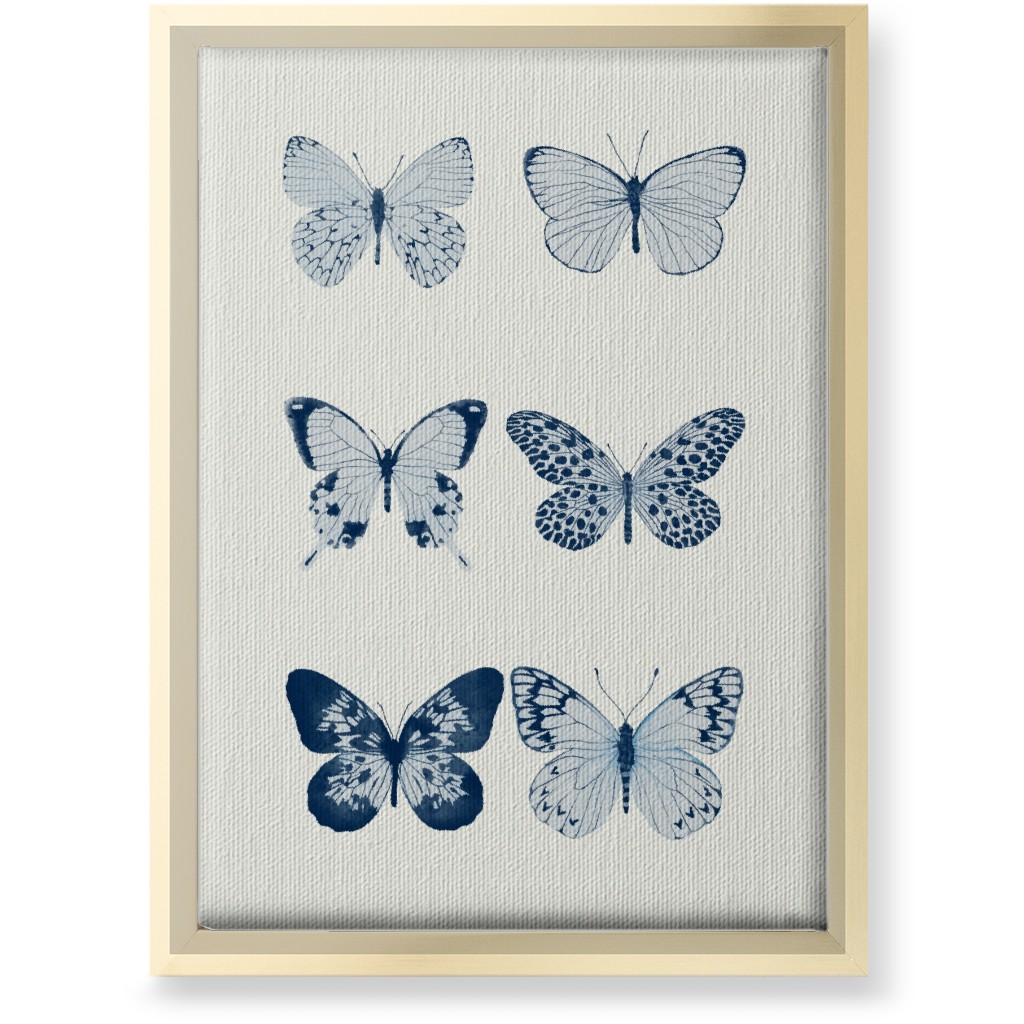 Butterflies Pairs Wall Art, Gold, Single piece, Canvas, 10x14, Blue, Air