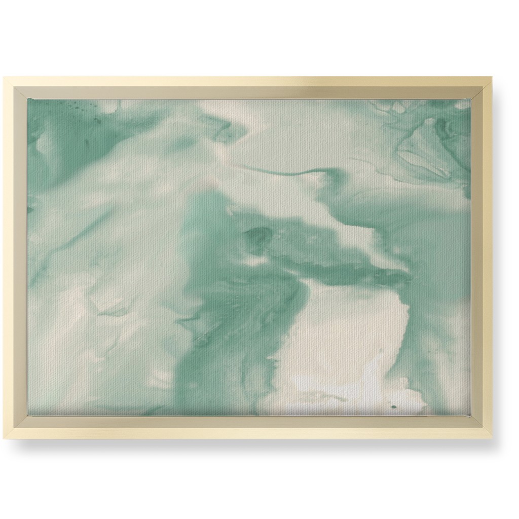 Abstract Watercolor Marble Wall Art, Gold, Single piece, Canvas, 10x14, Green