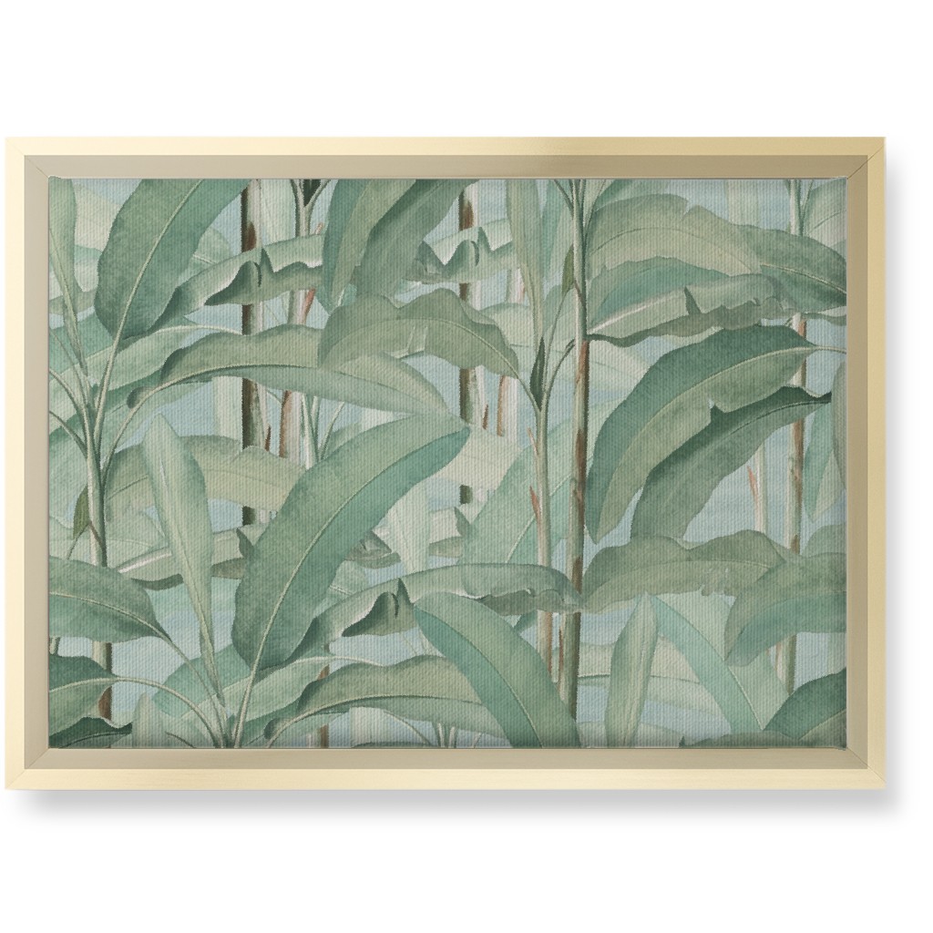 Lush Tropical Leaves Wall Art, Gold, Single piece, Canvas, 10x14, Green, Classic Green