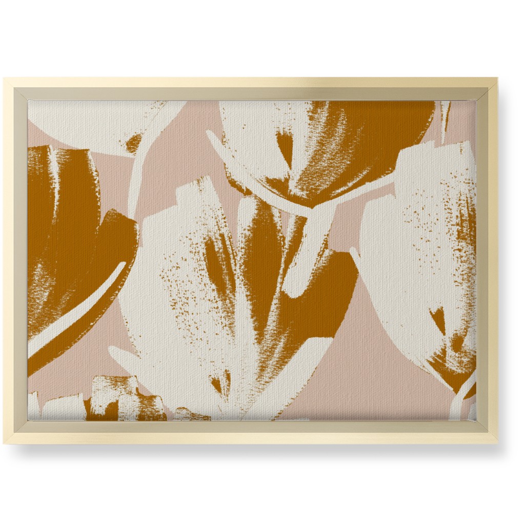 Flowers - Mustard Wall Art, Gold, Single piece, Canvas, 10x14, Pink, Bright Pink