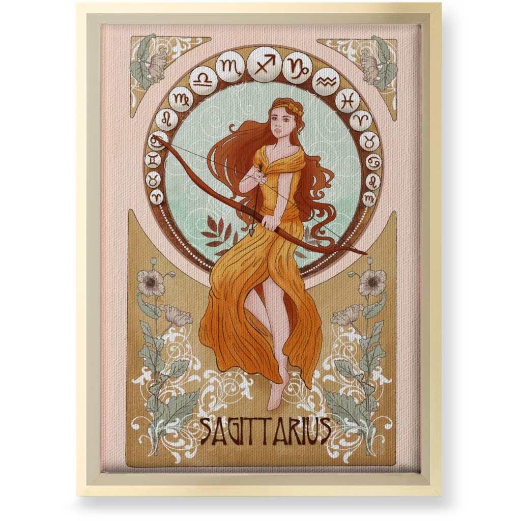 Art Nouveau - Sagittarius Wall Art, Gold, Single piece, Canvas, 10x14, Multicolor