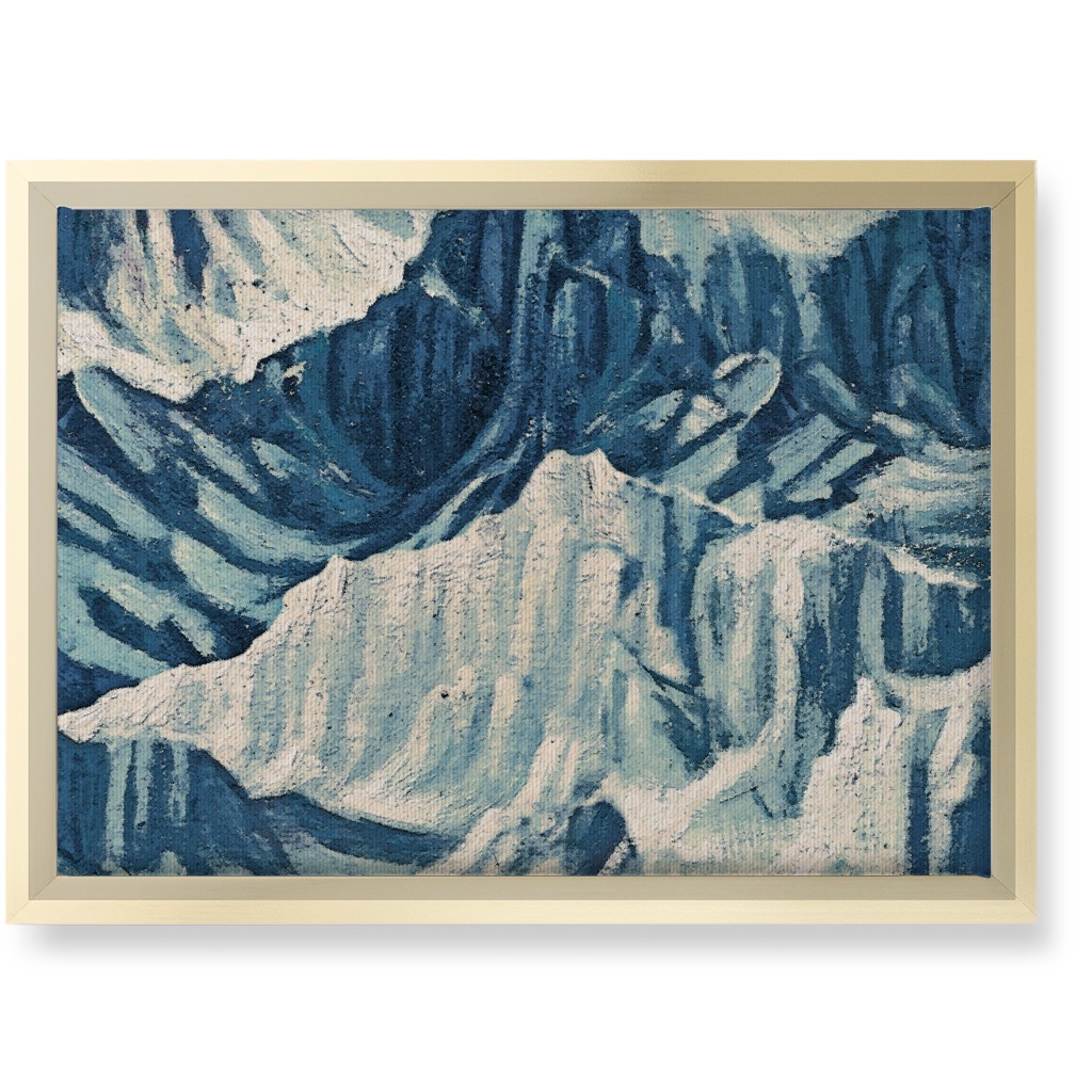 Vintage Snowy Mountains - Blue Wall Art, Gold, Single piece, Canvas, 10x14, Blue, True Blue