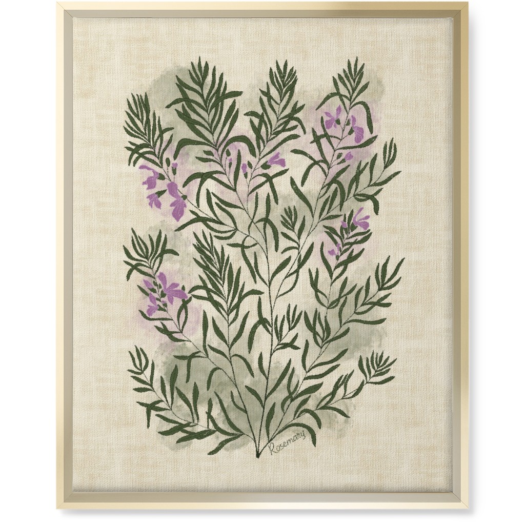 Rosemary - Botanical Illustration Wall Art, Gold, Single piece, Canvas, 16x20, Beige