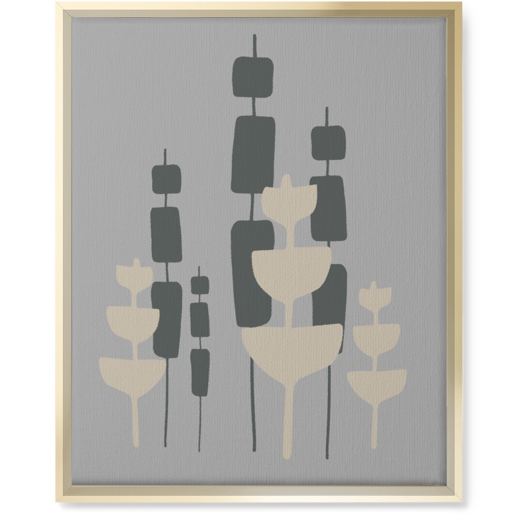 Cattail & Pods Wall Art, Gold, Single piece, Canvas, 16x20, Gray