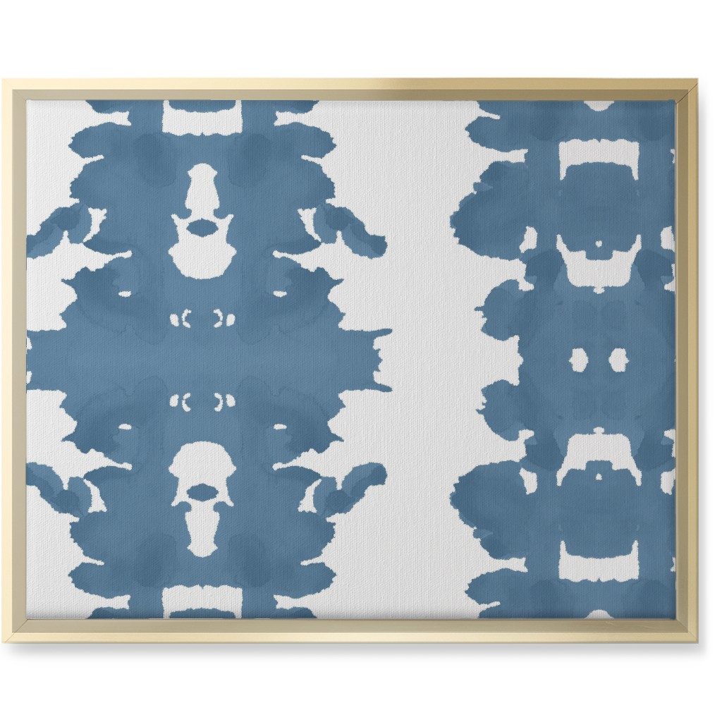 Double Inkblot - Blue Wall Art, Gold, Single piece, Canvas, 16x20, Blue, True Blue