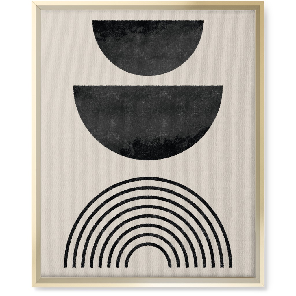 Minimal Geometric and Rainbow - Neutral Wall Art, Gold, Single piece, Canvas, 16x20, Beige