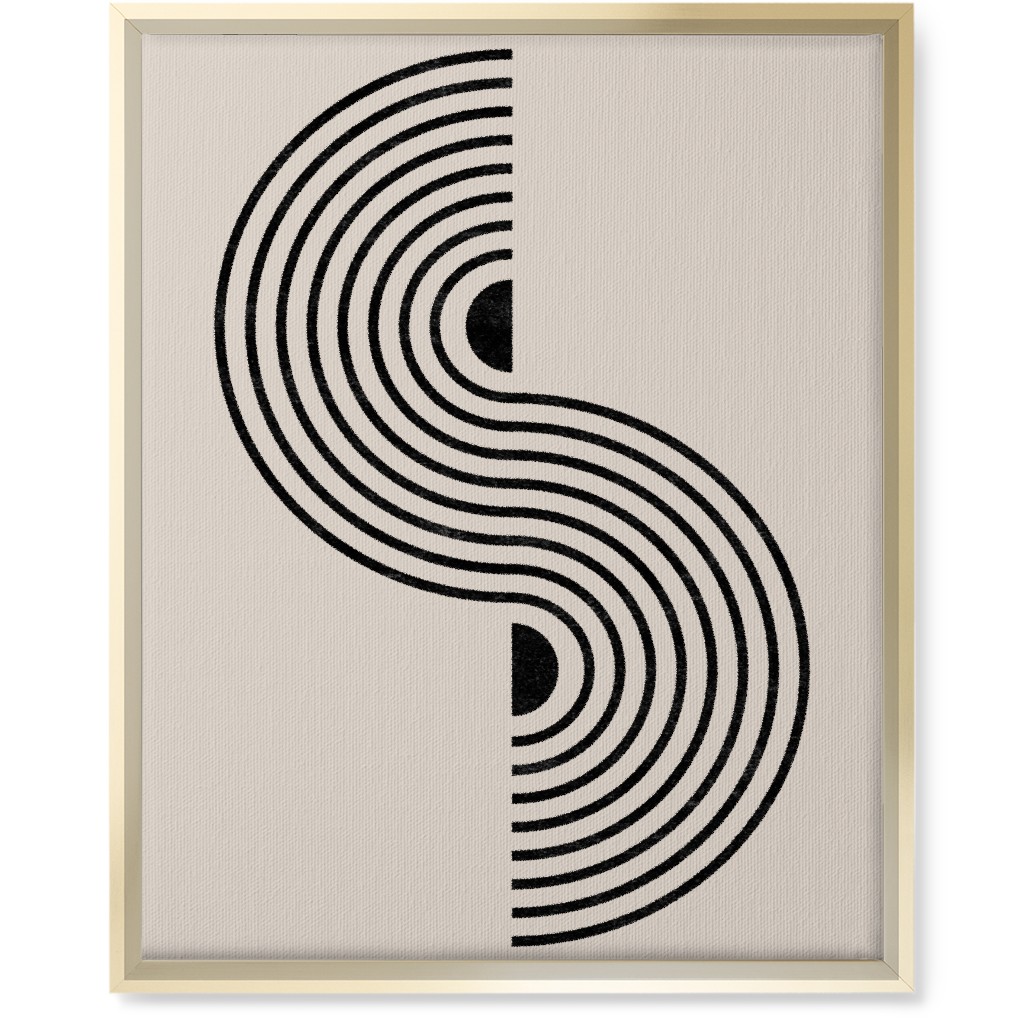 Minimal Geometric Lines - Neutral Wall Art, Gold, Single piece, Canvas, 16x20, Beige