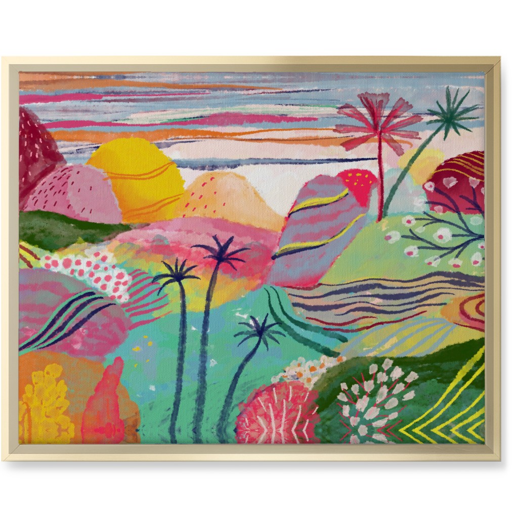 Abstract Dreamy Hills - Vibrant Wall Art, Gold, Single piece, Canvas, 16x20, Multicolor