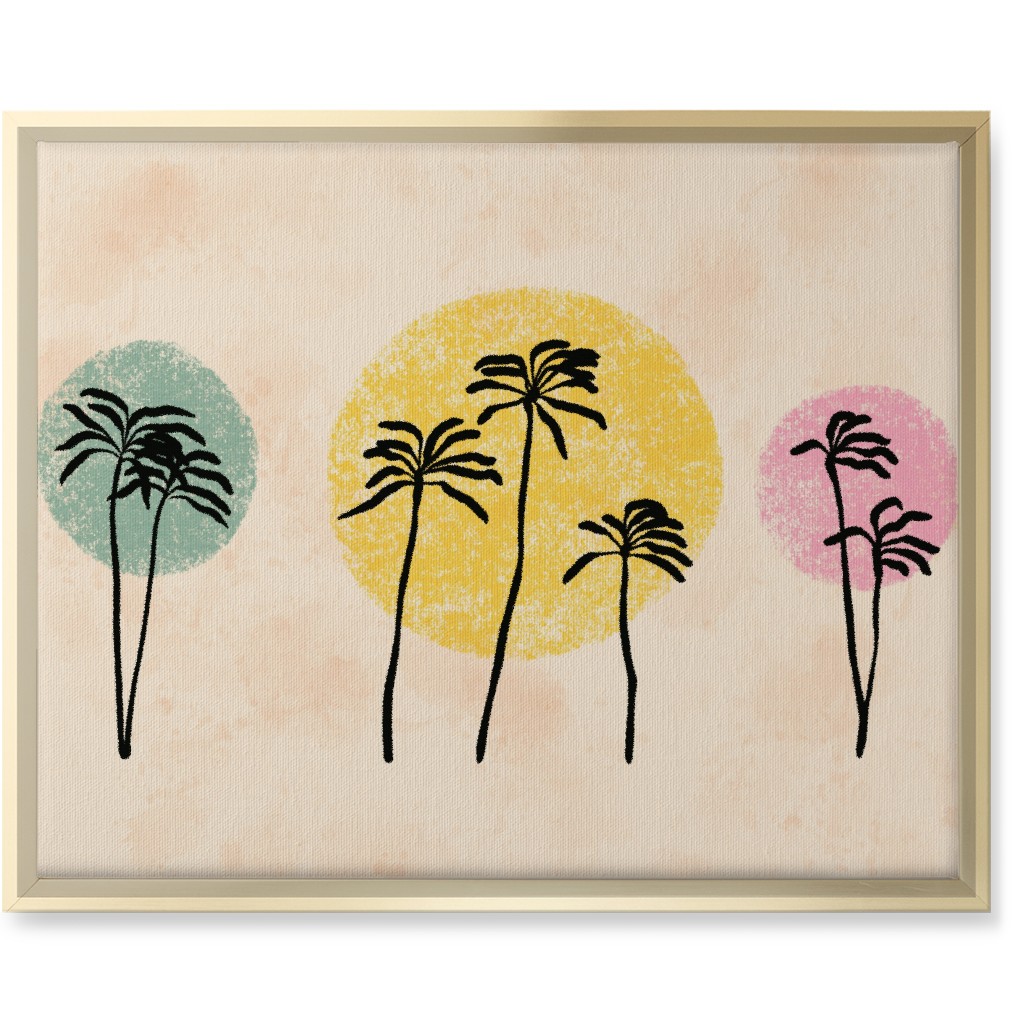 Palm Trees on Colored Dots - Multi Wall Art, Gold, Single piece, Canvas, 16x20, Multicolor
