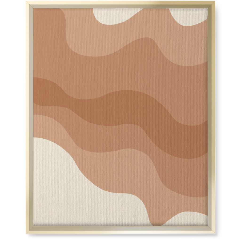 Retro Abstract Waves Wall Art, Gold, Single piece, Canvas, 16x20, Orange, Desert Rose
