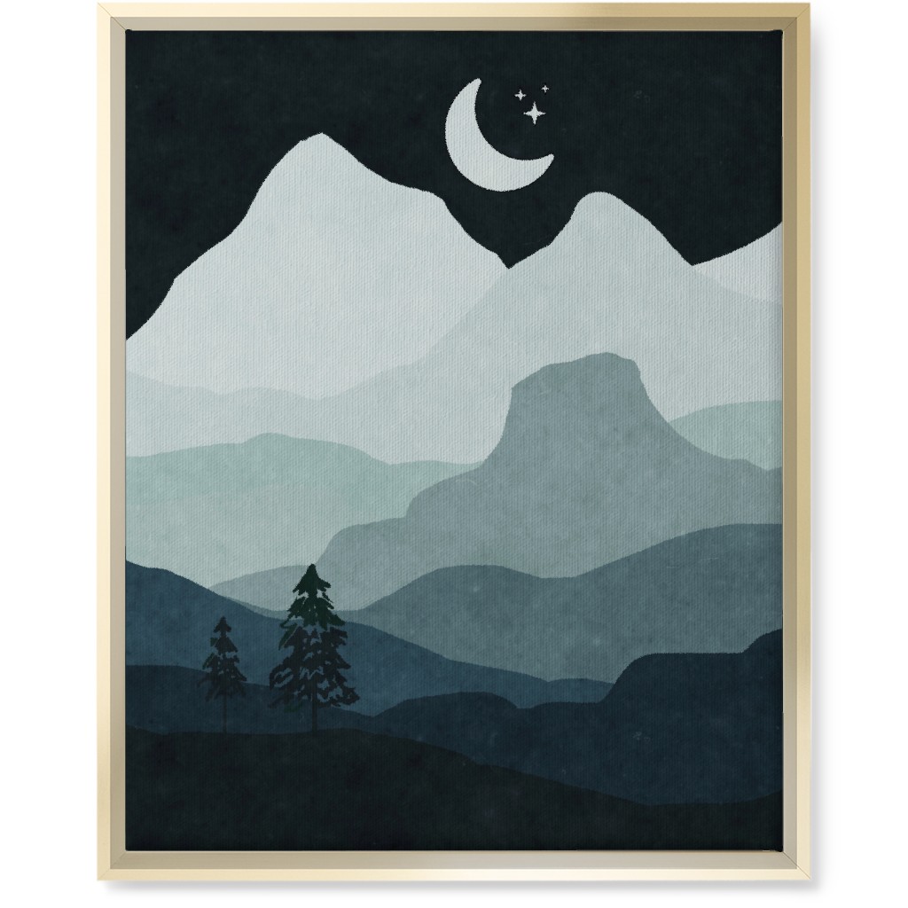 Mountain View Wall Art, Gold, Single piece, Canvas, 16x20, Green, Silhouette