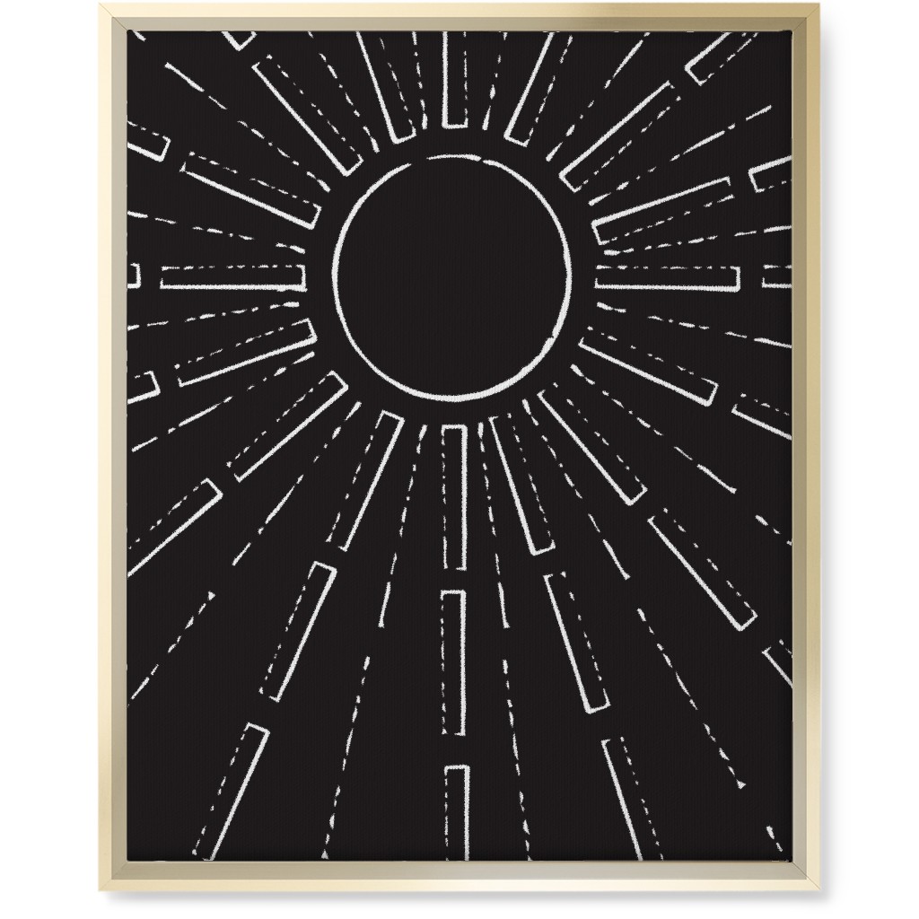 Midcentury Burst Wall Art, Gold, Single piece, Canvas, 16x20, Black, Charcoal