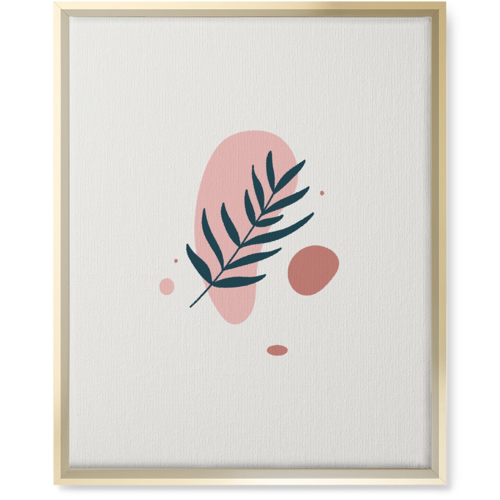 Shapes and Fern Leaf V Wall Art, Gold, Single piece, Canvas, 16x20, Pink, Air