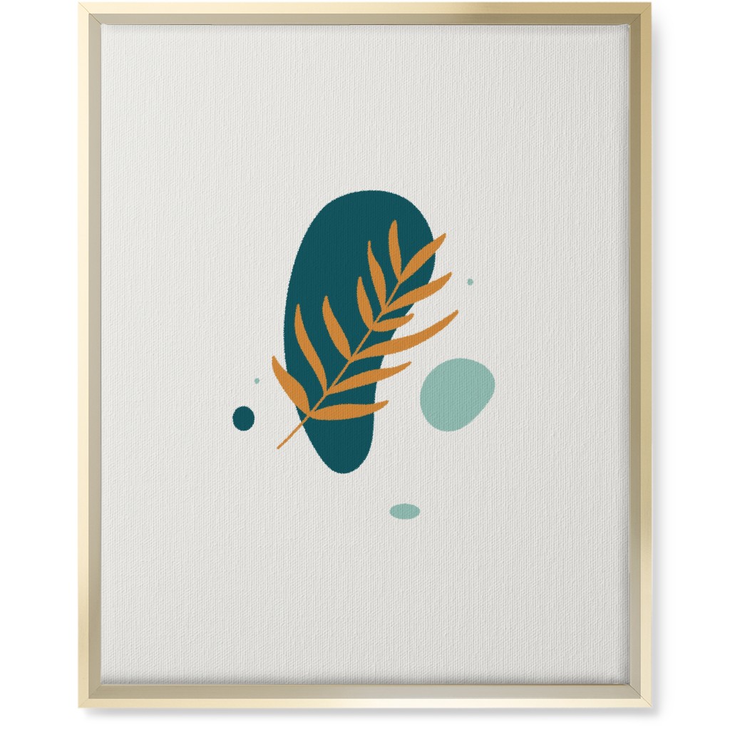 Shapes and Fern Leaf V Wall Art, Gold, Single piece, Canvas, 16x20, Green, Ink Spot