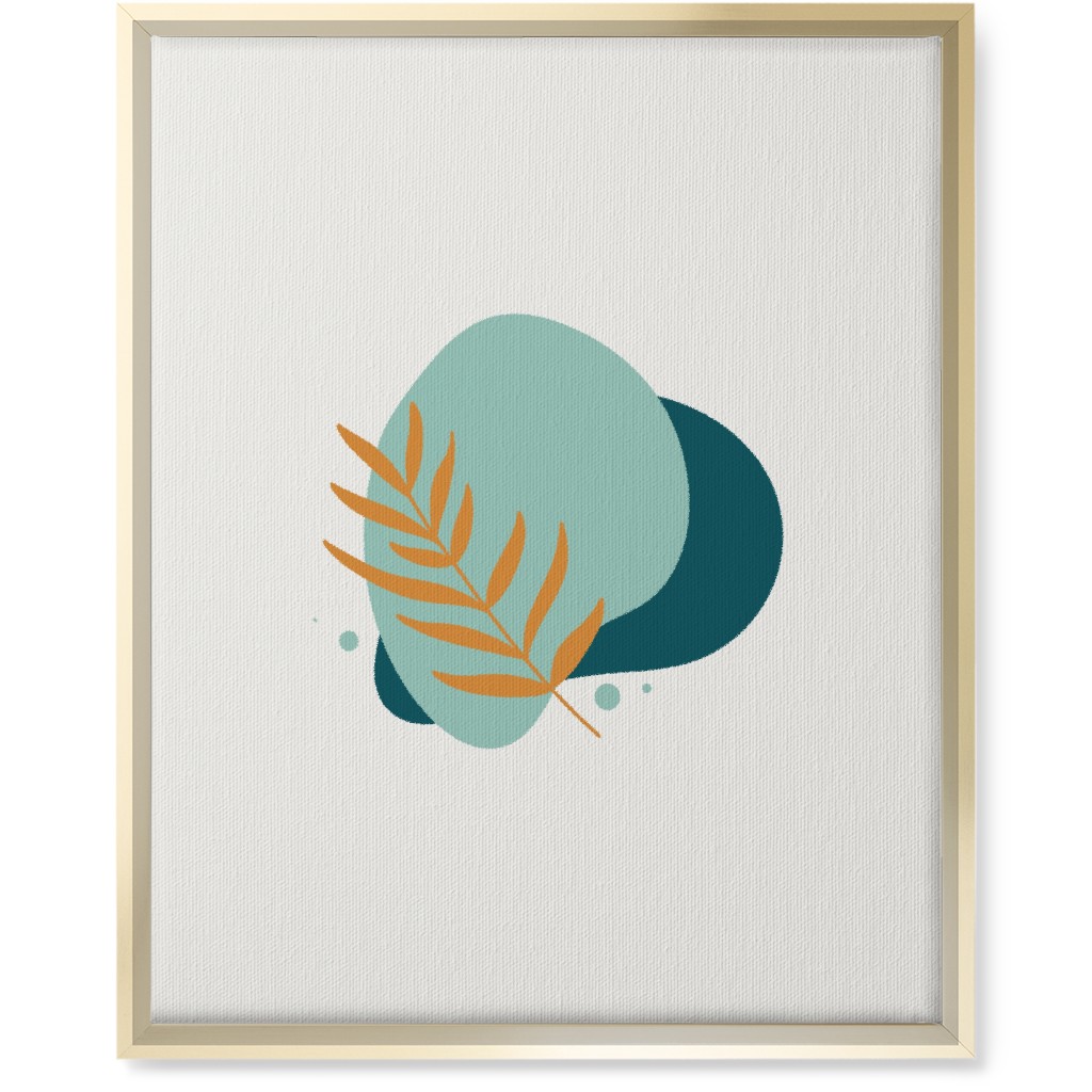 Shapes and Fern Leaf Vi Wall Art, Gold, Single piece, Canvas, 16x20, Green