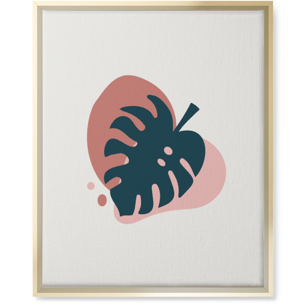 Shapes and Fern Leaf Iv Wall Art, Gold, Single piece, Canvas, 16x20, Pink