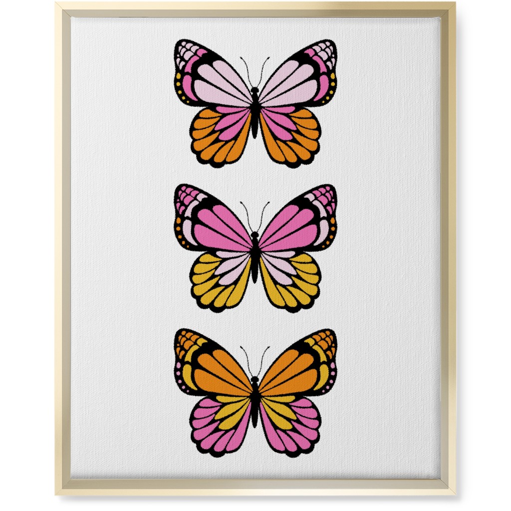 Butterfly Y2k - Warm Wall Art, Gold, Single piece, Canvas, 16x20, Multicolor