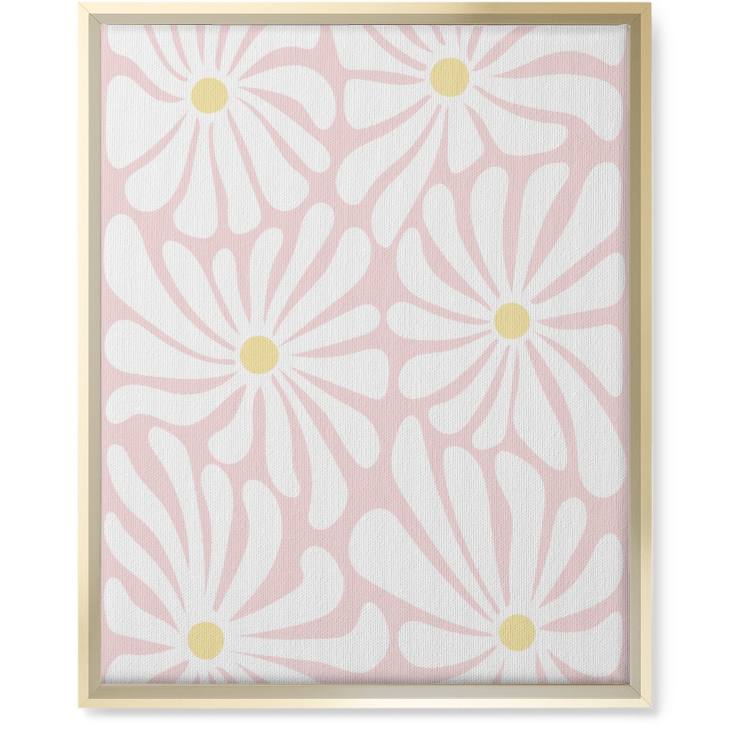 Retro Daisies Wall Art, Gold, Single piece, Canvas, 16x20, Pink, Pearl