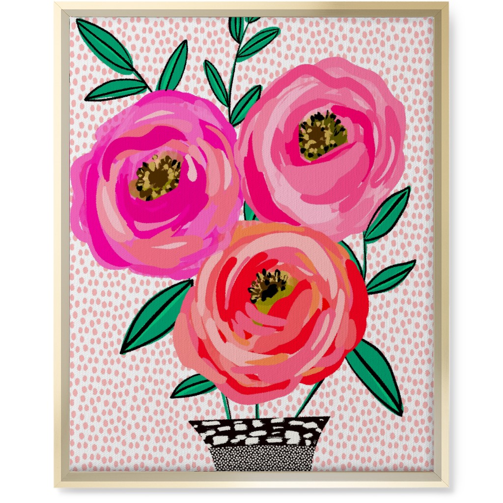 Happy Day Florals - Pink Wall Art, Gold, Single piece, Canvas, 16x20, Pink