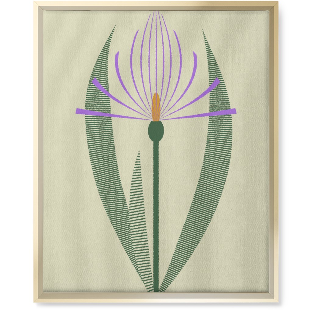 Abstract Lily Flower - Purple on Beige Wall Art, Gold, Single piece, Canvas, 16x20, Purple, Purple
