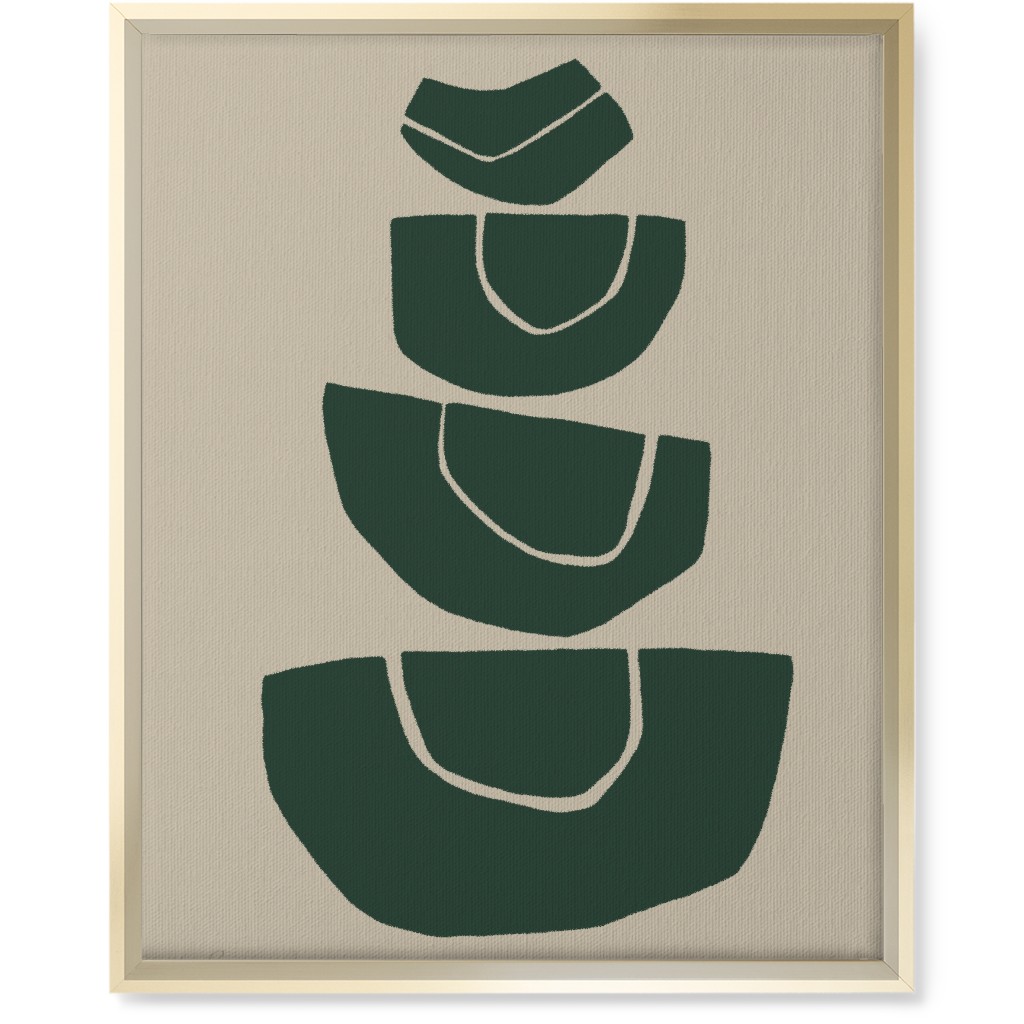 Geometric Stack Abstract Wall Art, Gold, Single piece, Canvas, 16x20, Green