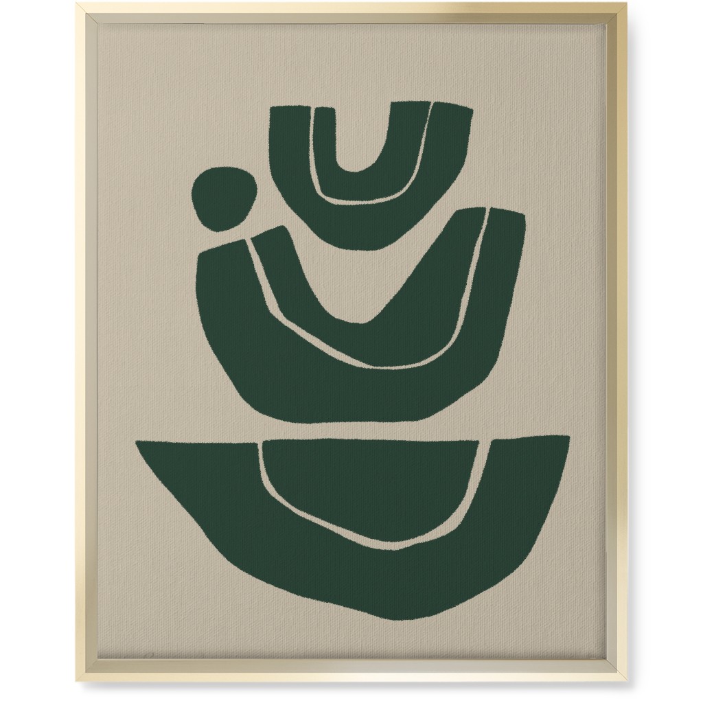 Geometric Abstract Stack Iii Wall Art, Gold, Single piece, Canvas, 16x20, Green, Seaweed