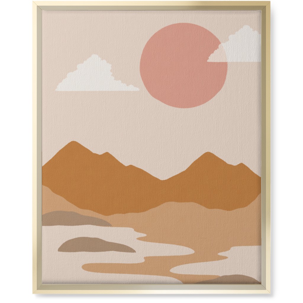 Abstract Mountain Landscape - Neutral Wall Art, Gold, Single piece, Canvas, 16x20, Orange, Orange