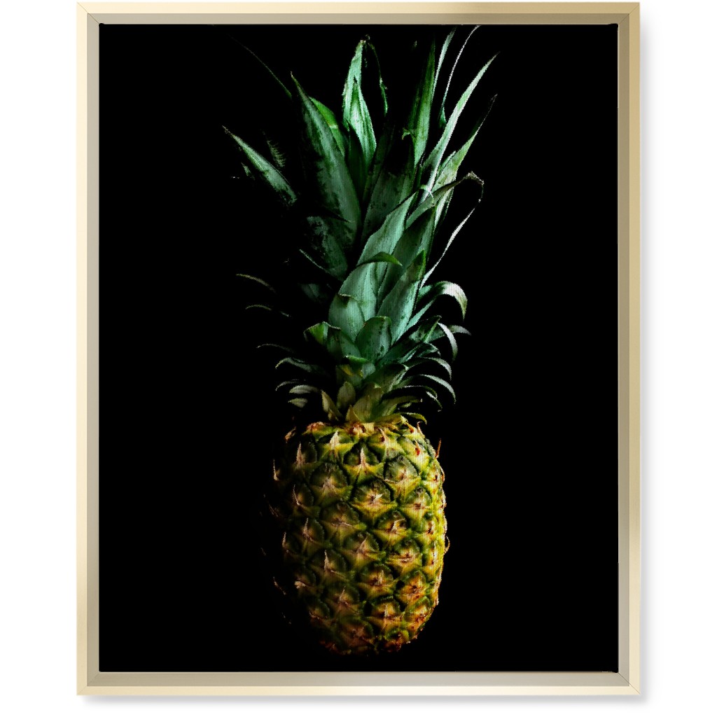 Pineapple - Yellow on Black Wall Art, Gold, Single piece, Canvas, 16x20, Black