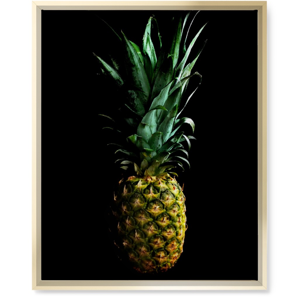 Pineapple - Yellow on Black Wall Art, Gold, Single piece, Canvas, 16x20, Black, Black