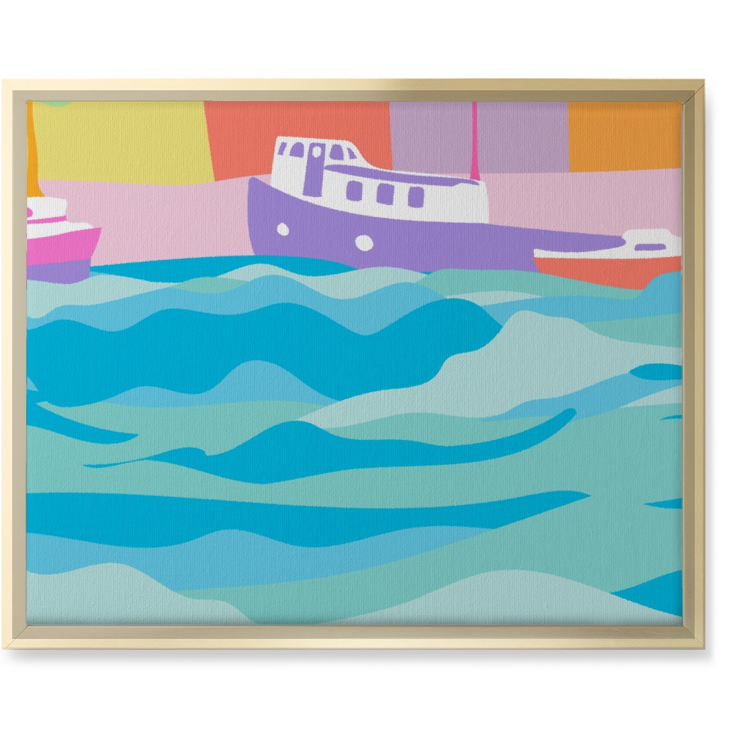 Minimalist Copenhagen Dock - Multi Wall Art, Gold, Single piece, Canvas, 16x20, Multicolor