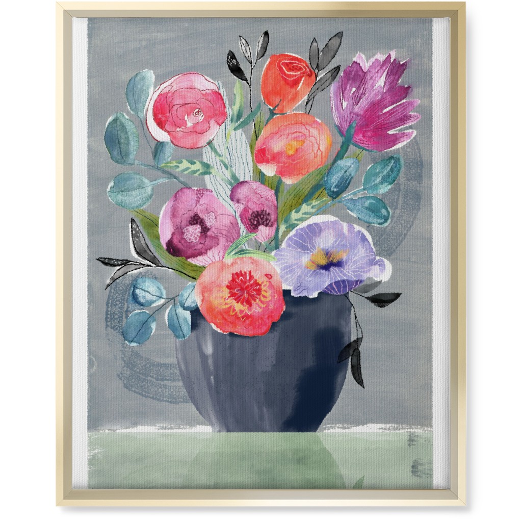 Floral Still Life - Multi Wall Art, Gold, Single piece, Canvas, 16x20, Multicolor