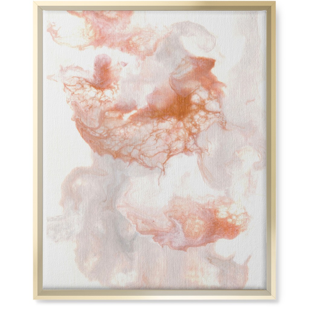 Acrylic Pour Abstract - Copper Wall Art, Gold, Single piece, Canvas, 16x20, Pink