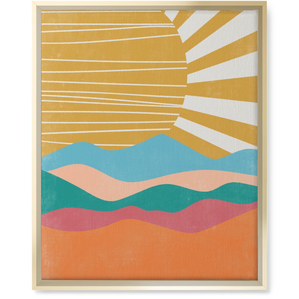 Flourish Abstract Sunrise - Multi Wall Art, Gold, Single piece, Canvas, 16x20, Multicolor