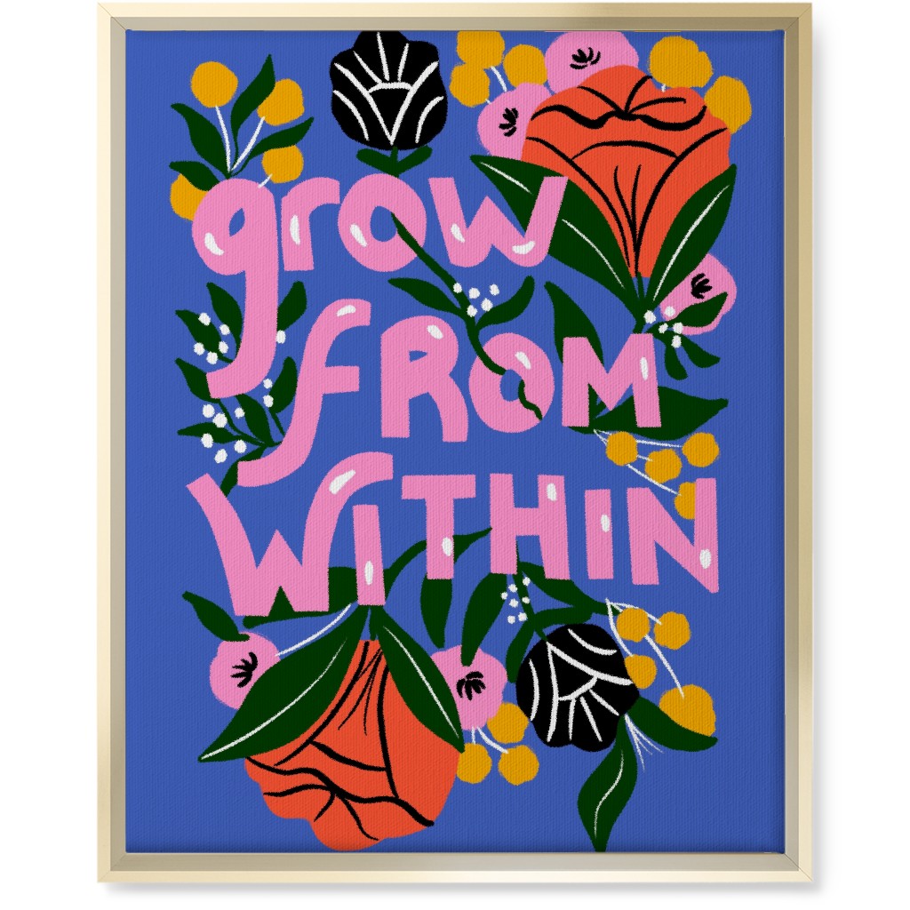 Grow From Within - Multi on Blue Wall Art, Gold, Single piece, Canvas, 16x20, Blue, True Blue