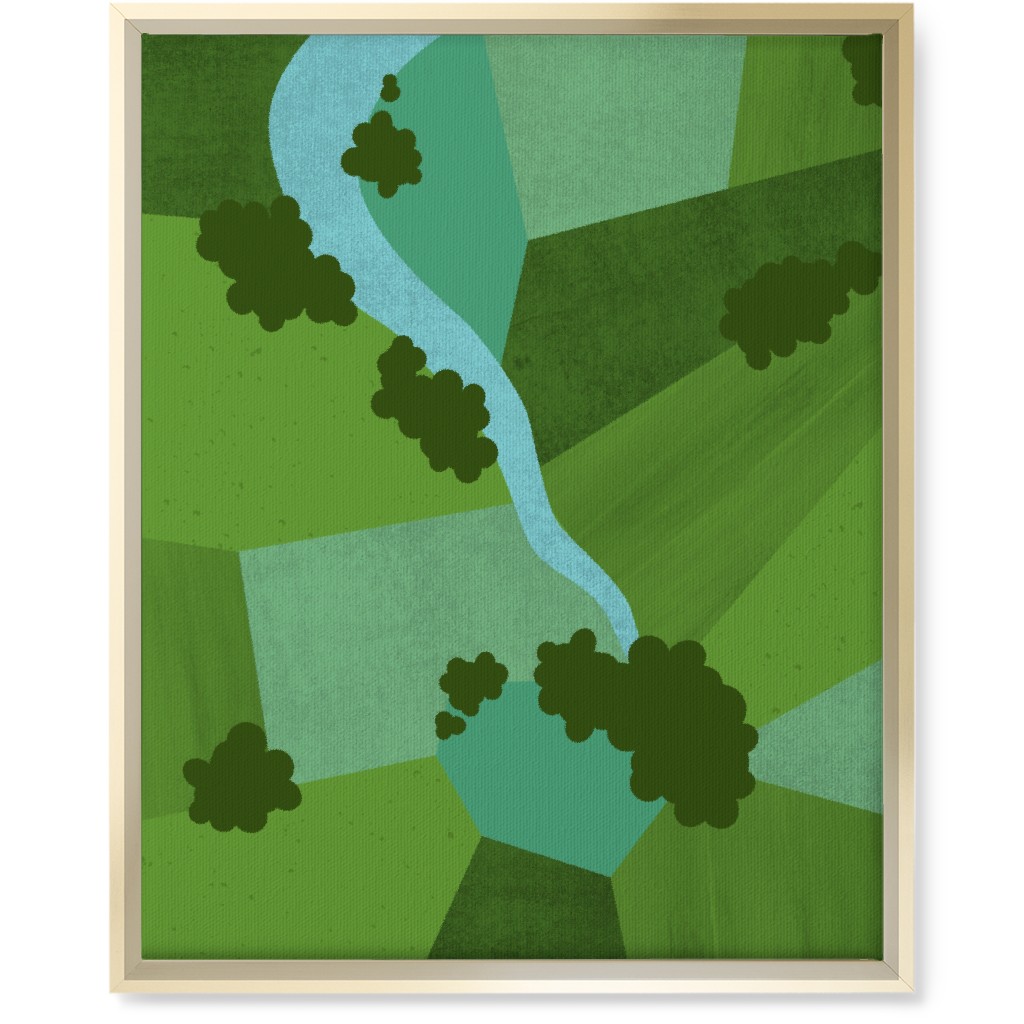 Patchwork Lands - Green Wall Art, Gold, Single piece, Canvas, 16x20, Green, Classic Green